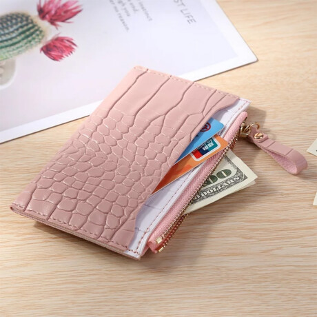 Monedero Croco Tarjetero Bicolor Rosado