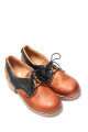 Zapato Acordonado Combinado Cuero Negro Terracota