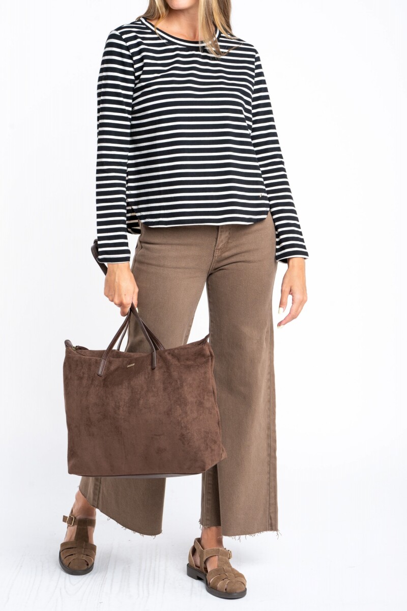 Remera Rayada Algodón Elastano Negro