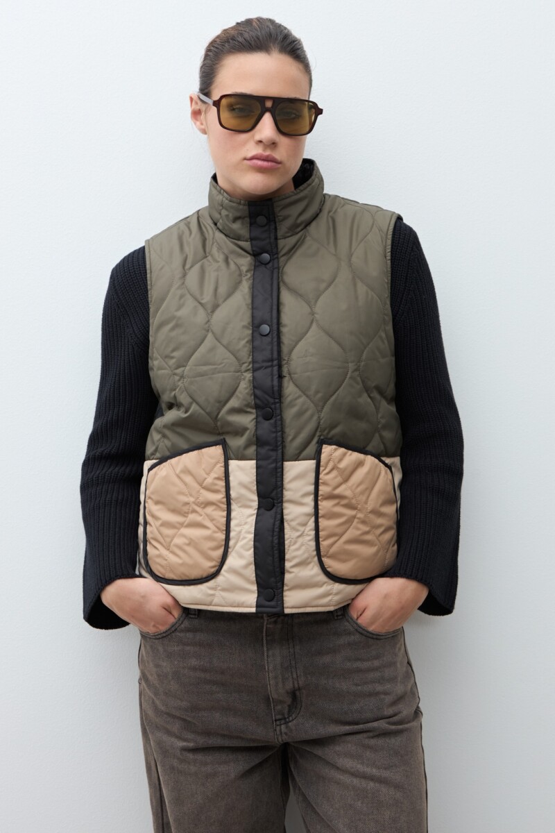 Chaleco capitoneado reversible - verde oliva 