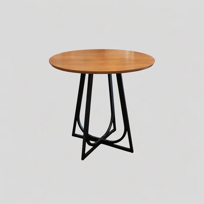MESA COMEDOR REDONDA - TAPA MADERA CLARA - PIE EN METAL COLOR GRAFITO - 70cms MESA COMEDOR REDONDA - TAPA MADERA CLARA - PIE EN METAL COLOR GRAFITO - 70cms