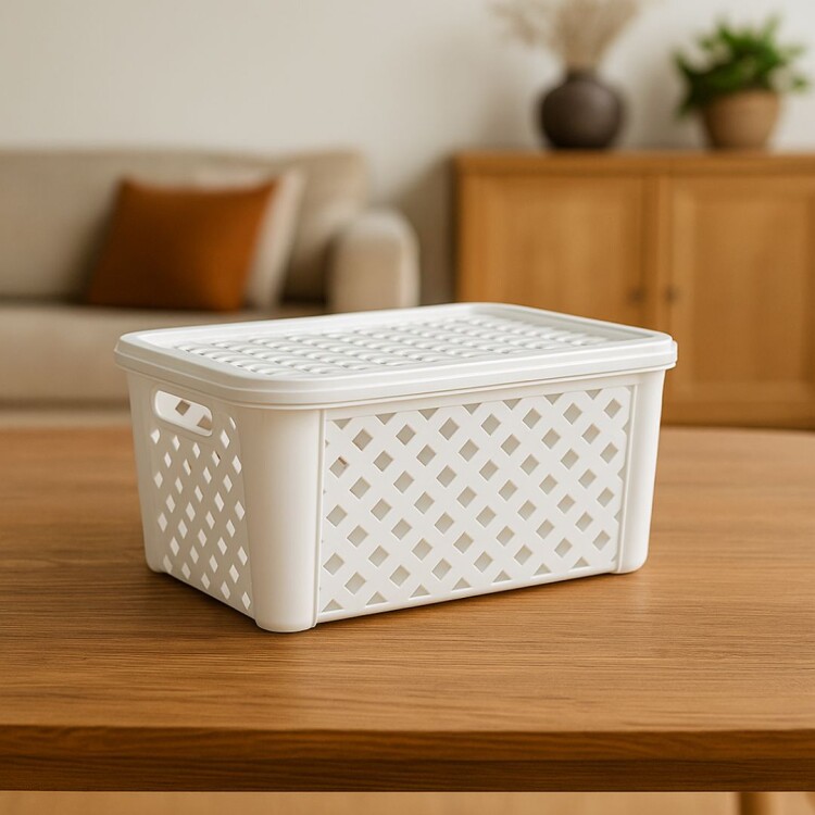 Caja organizadora simil rattan - BLANCO Caja organizadora simil rattan - BLANCO