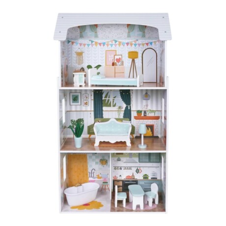 Casita de Muñecas Edu Fun Pearl Doll House con 8 Muebles 001