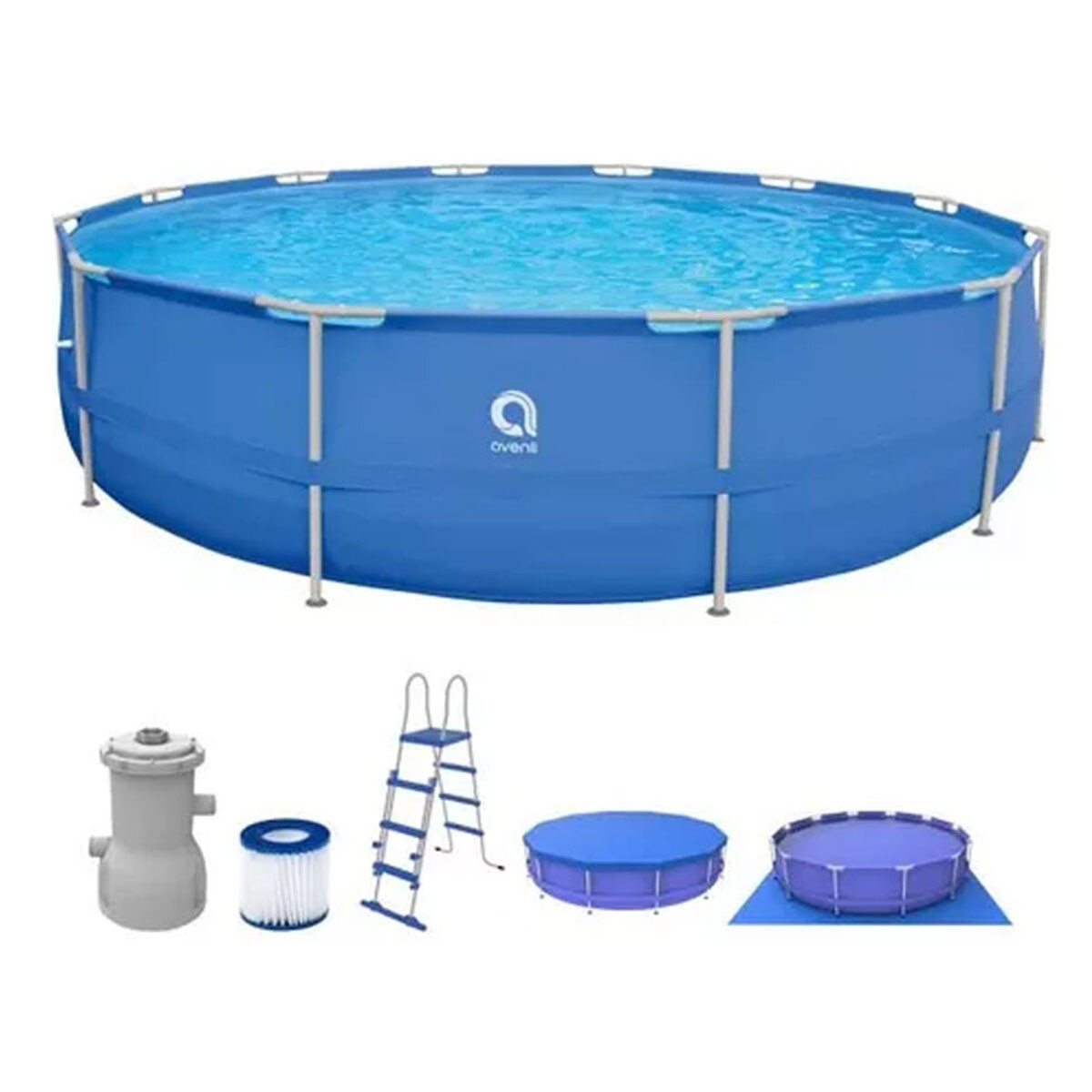 Piscina Avenli Estructural De 15233lts Filtro Bomba Escalera Azul 
