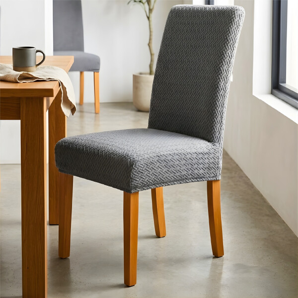 Funda Cubre Sillas Elastizado Lavable Tela Premium Textura Color Gris
