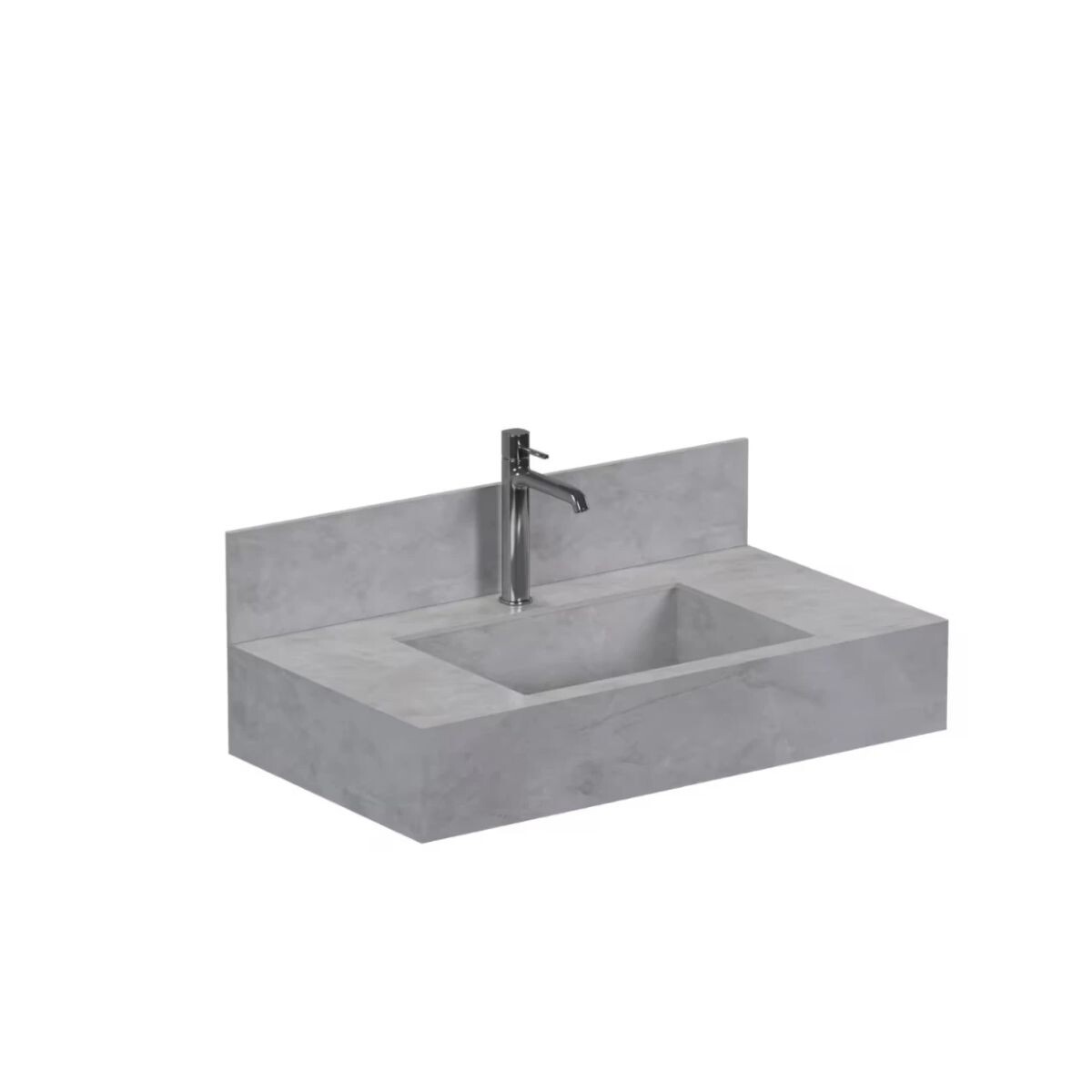 Mueble De Baño Suspendido De Porcelanato Pulpis Napoles 80 Cm Con Bacha Incorporada 