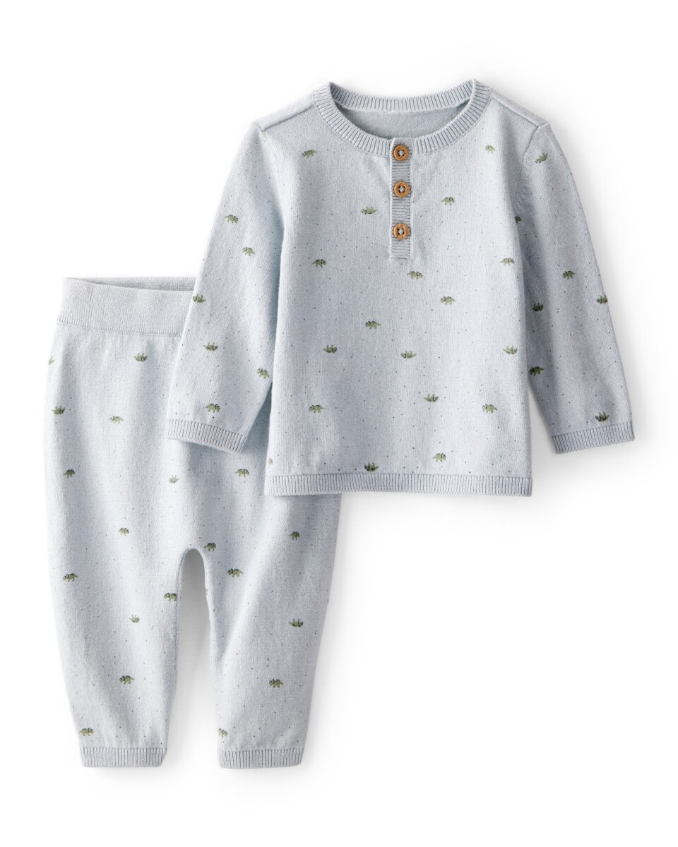 Set dos piezas de algodón, pantalón y remera, diseño dinos 
