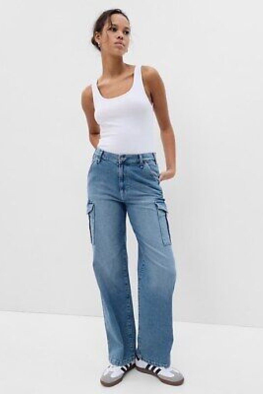 Jean 90S Loose Cargo Mujer Light Indigo 11