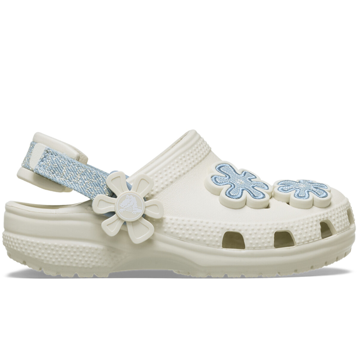 Classic Clog Toddler Denim Flower - Blanco 