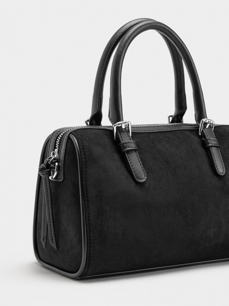Bolso Bowling Efecto Piel L negro