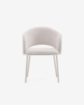 Silla Maina de chenilla beige y patas de acero con acabado beige FSC Mix Credit Silla Maina de chenilla beige y patas de acero con acabado beige FSC Mix Credit