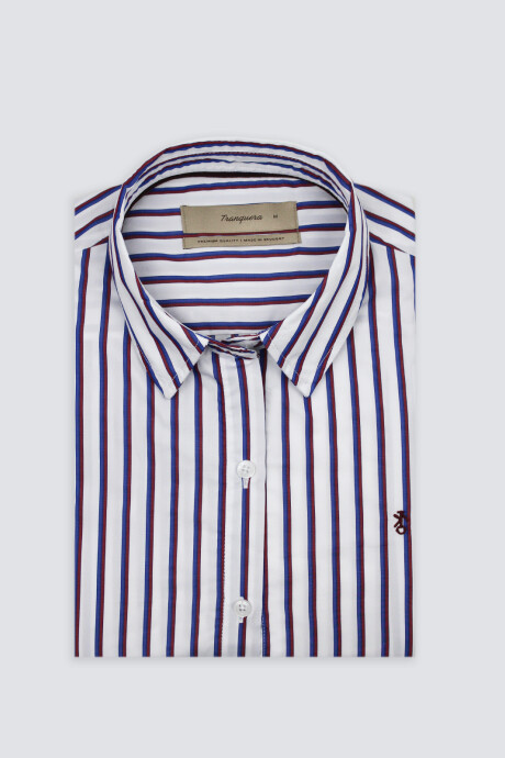 Camisa Dama Emi Raya Azul y Bordó