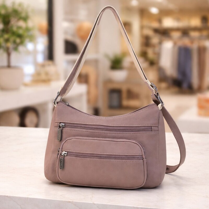 Bandolera Morral de Dama en Eco Cuero Rosa Mauve