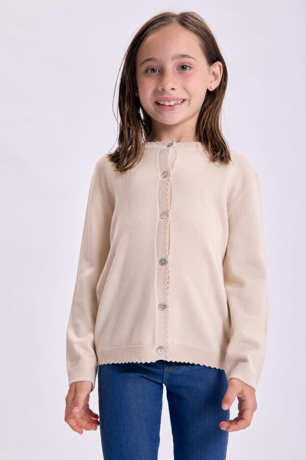 Saco rib Con Detalle Beige