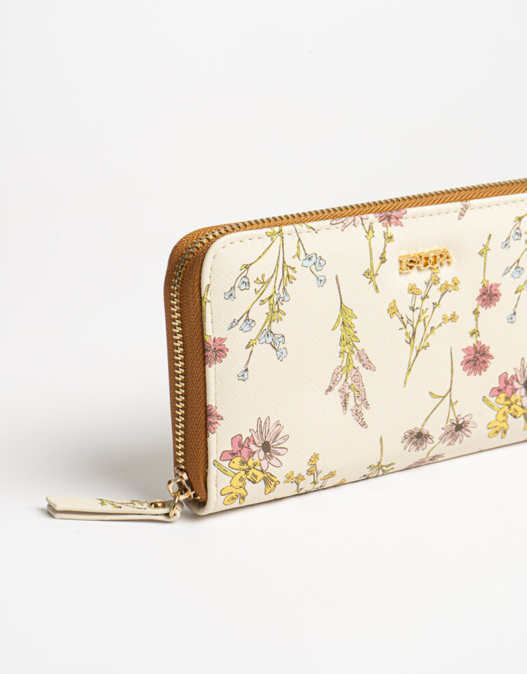 Ficheros Zip Round Billetera Fichero Flores - Estampado Flores