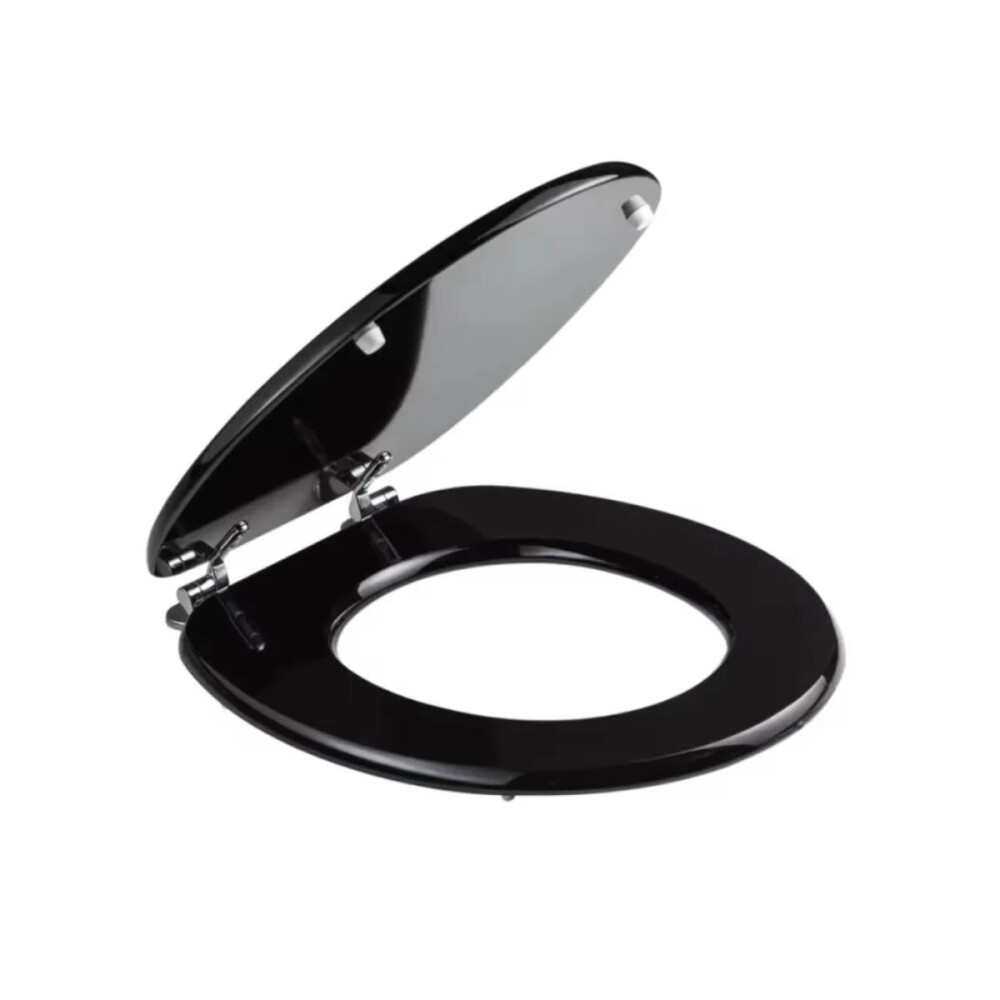 Tapa inodoro negra en MDF con herraje metálico Tapa Inodoro Negra En Mdf Con Herraje Metálico