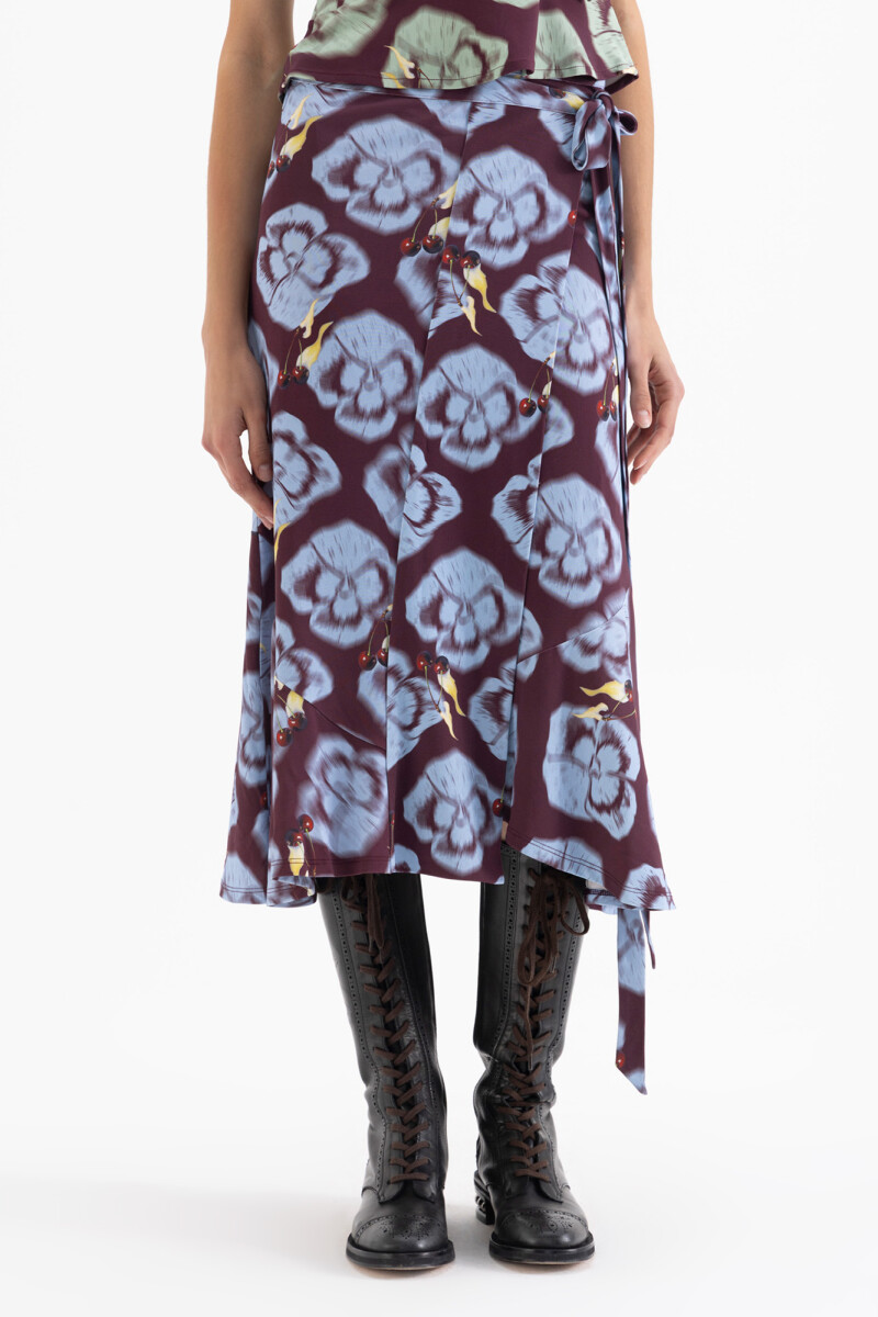 POLLERA FLOWERS Bordo