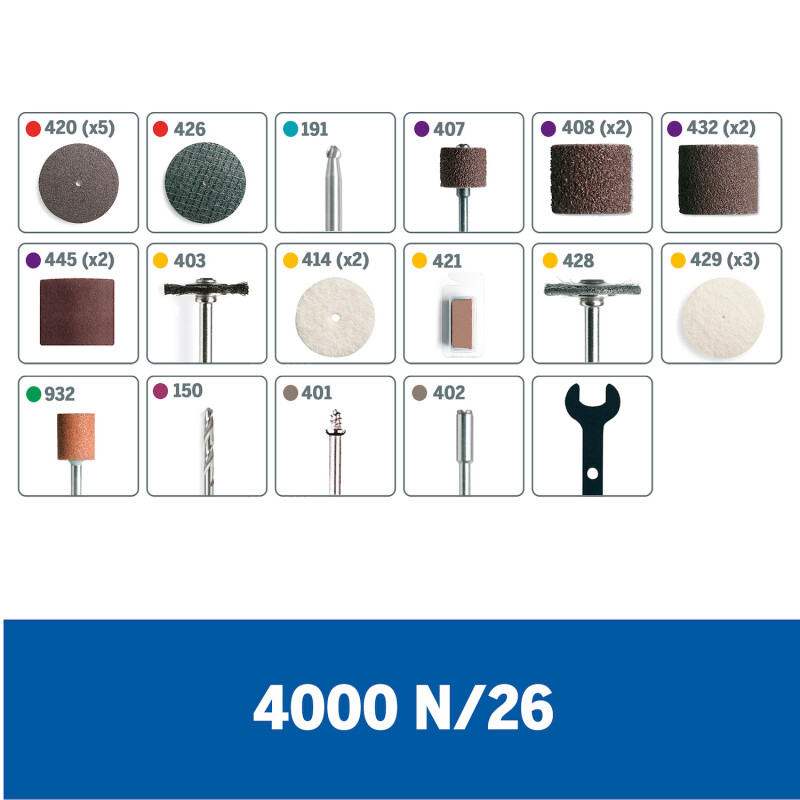 Minitorno Dremel 4000 con 26 accesorios Dremel Unica