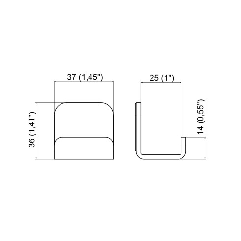 PERCHA SIMPLE DE PEGAR 36x37x14MM ACERO INOX LINEA FINELINE FV INCLUYE CINTA 3M 000