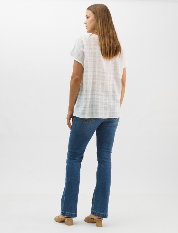Blusa Fluida De Algodón Texturizado BLANCO