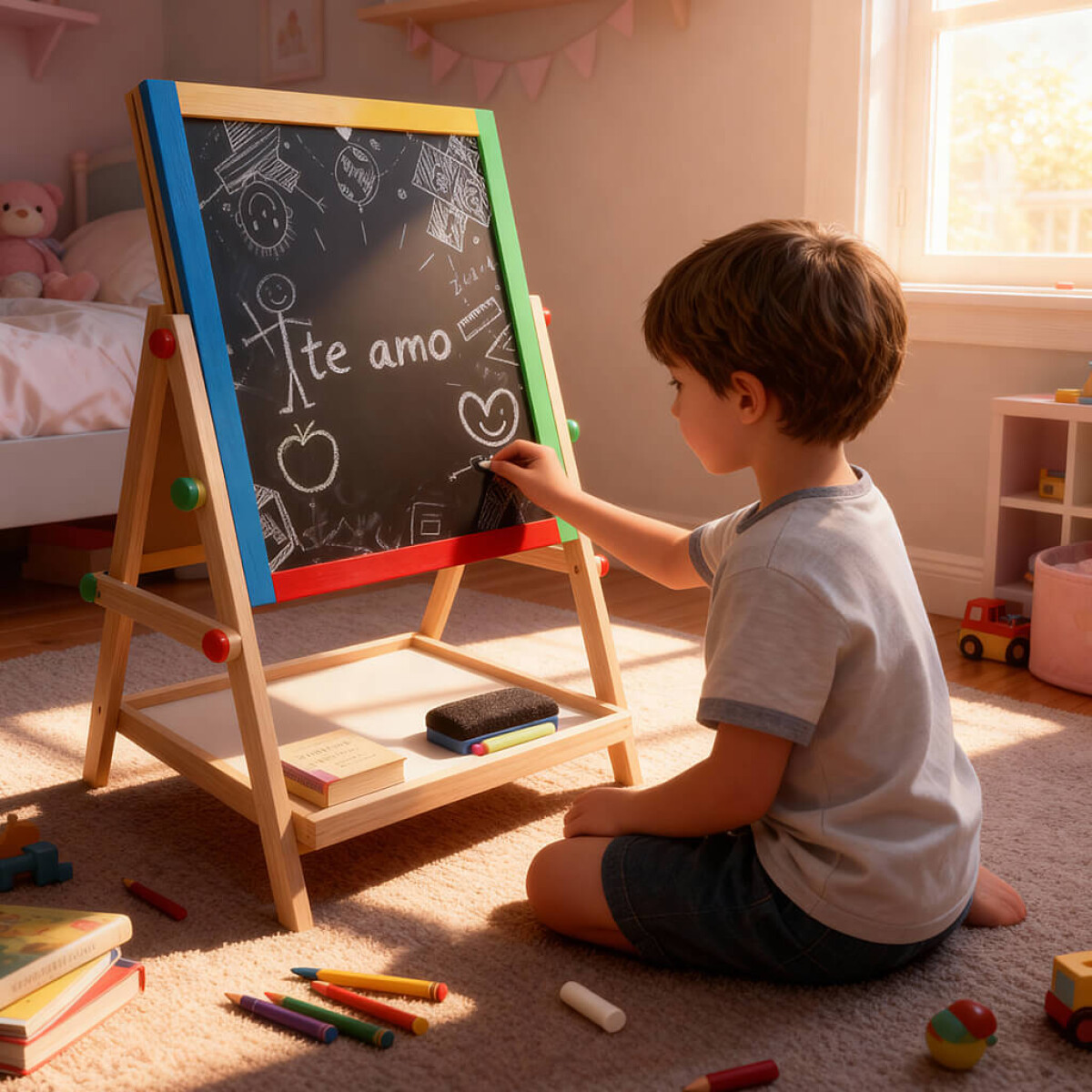 Pizarra Pizarron 2 En 1 Infantil Para Niños Tiza Marcadores Imantada Con Imanes Y Letras Imback 