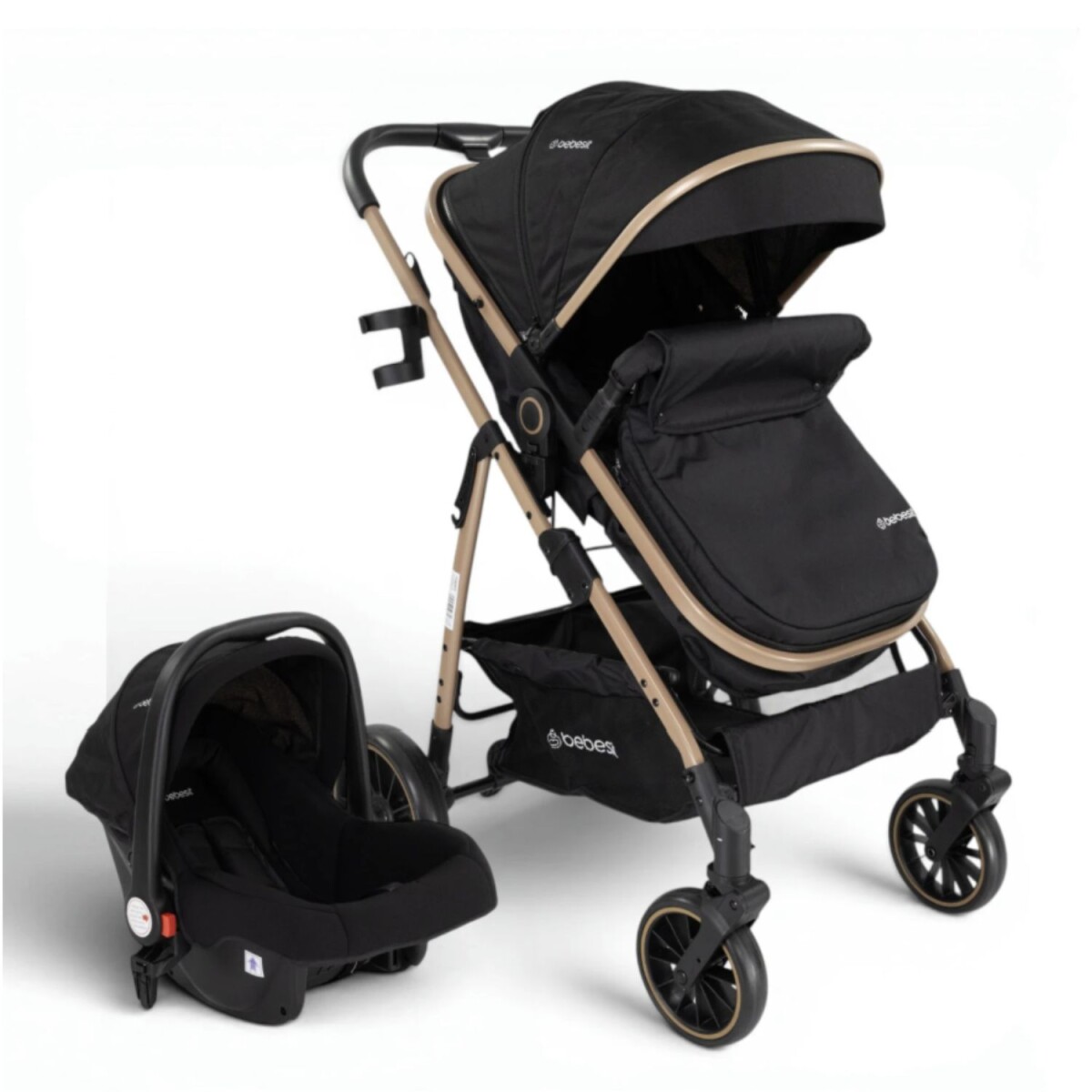 Coche de bebé Bebesit Travel System Jumbo con Baby Silla - Negro 