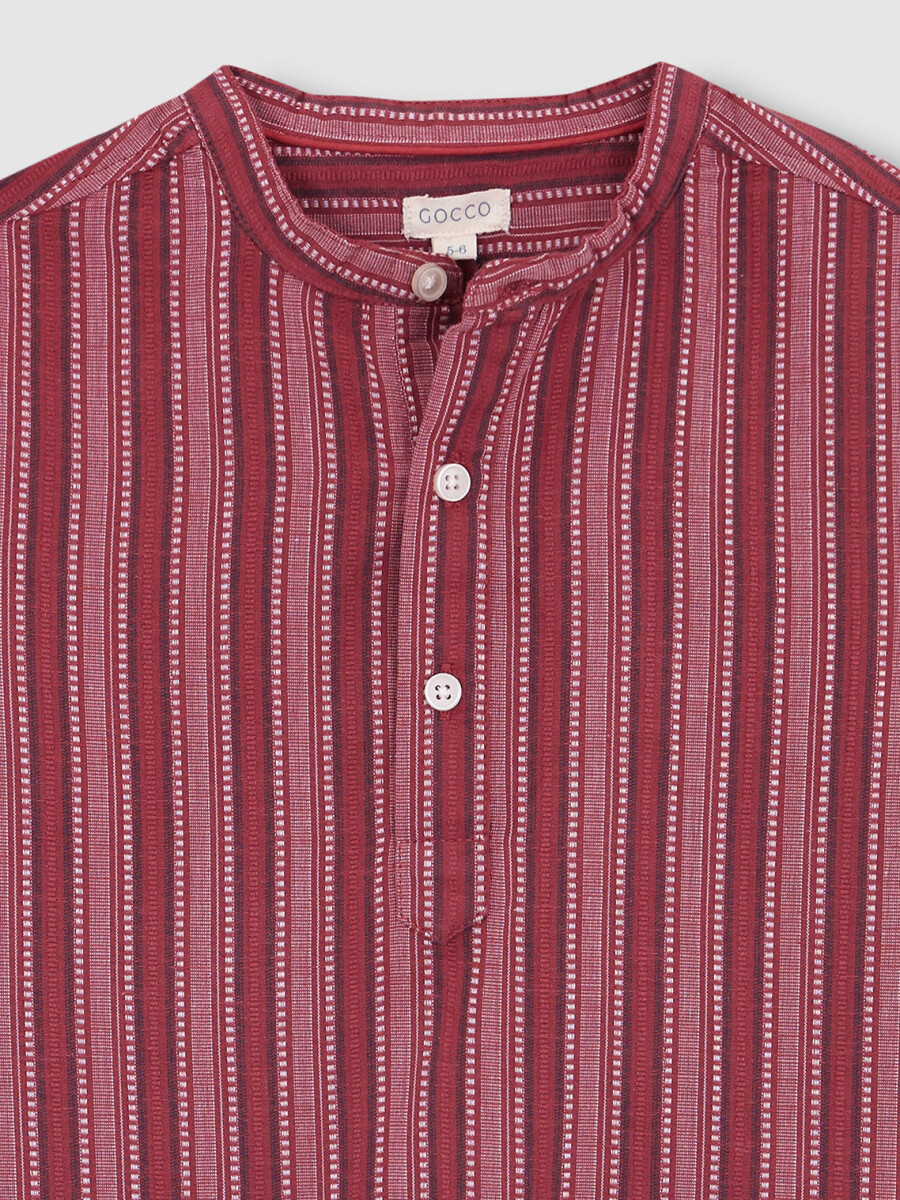 Camisa Mao Rayas Berenjena