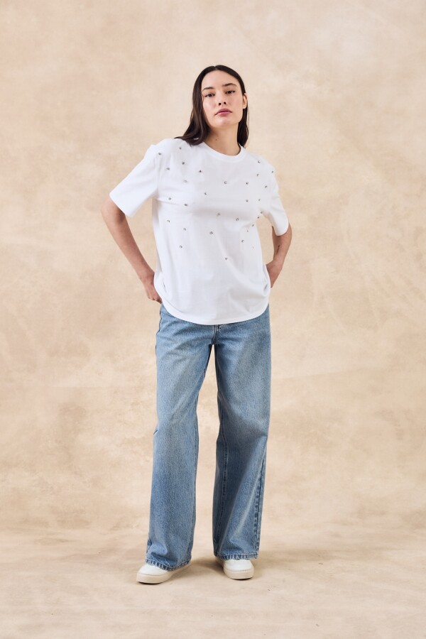 Remerón Algodón Brillo Blanco