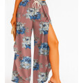 Pantalón Palazzo Elastizado Estampado con Abertura M4