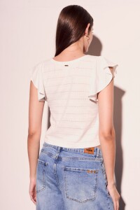 Top Texturado Manga Volado Blanco