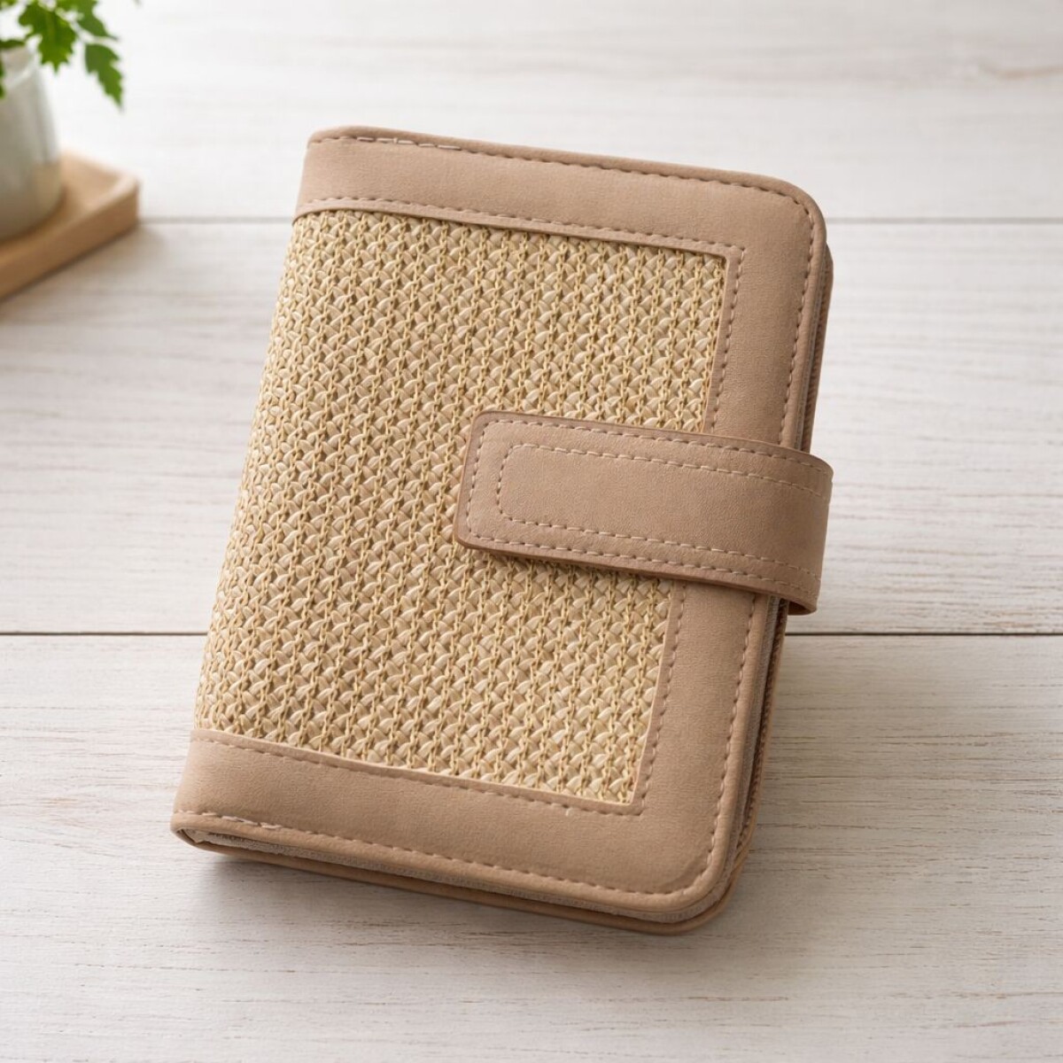 Billetera de Dama Tejida con Cierre - Beige 