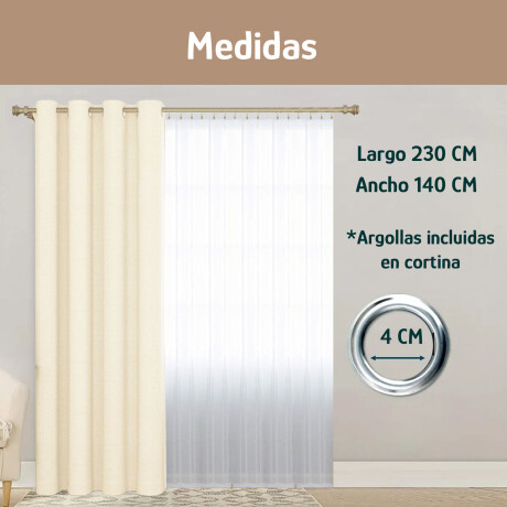 Set x2 Cortina Blackout 140x230 Cm Living Dormitorio Blanco Hueso