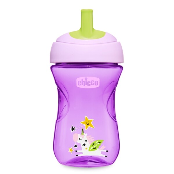 Vaso antiderrame 12 m + CHICCO violeta unicornio