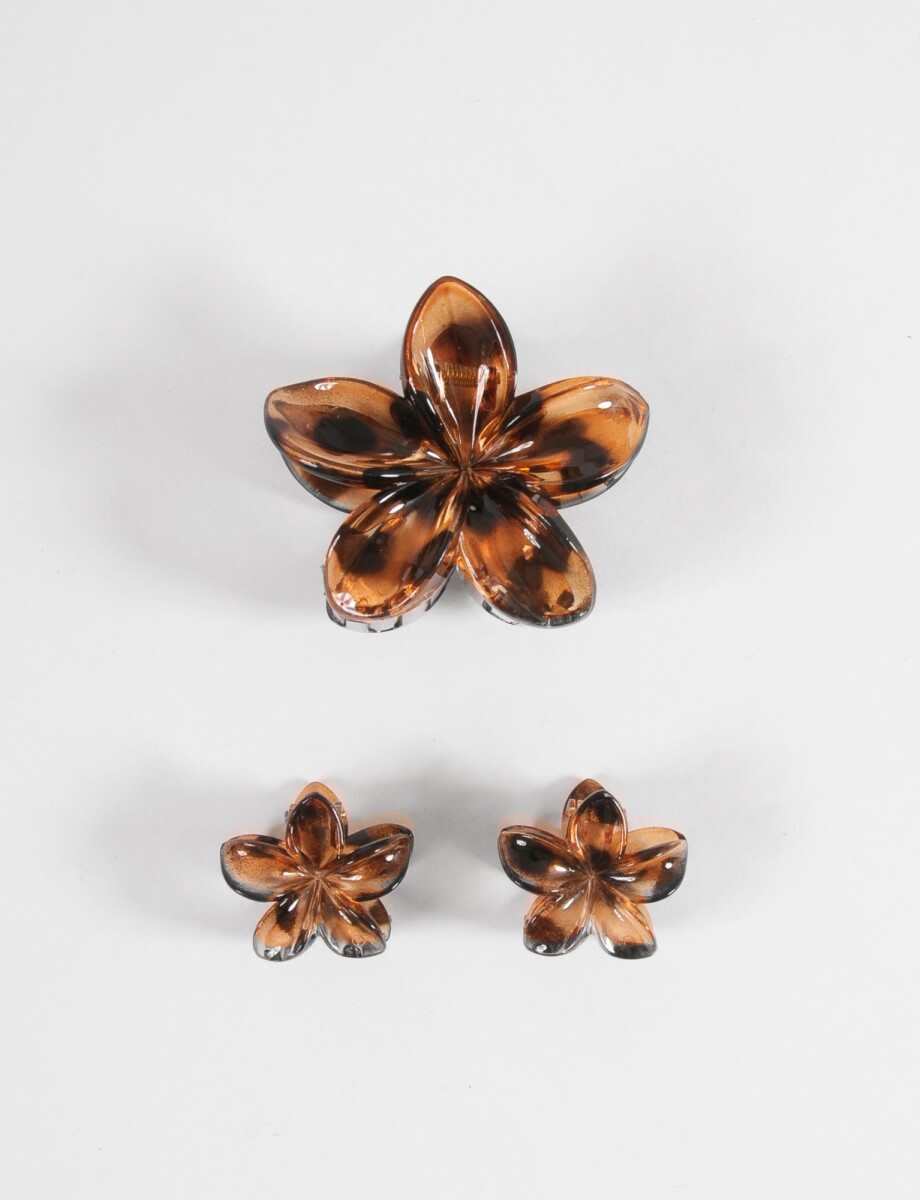 Set de 3 piezas broches hibisco - carey 