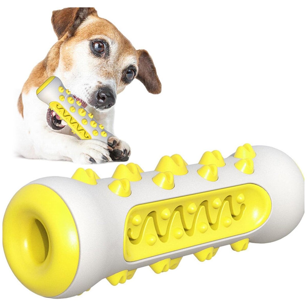 Juguete Dental Hueso Dispensador Comida Perro Anti Sarro - Color Variante Blanco Amarillo 