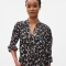 LS VNK TIE NECK TOP SP OCT FLORAL BLK