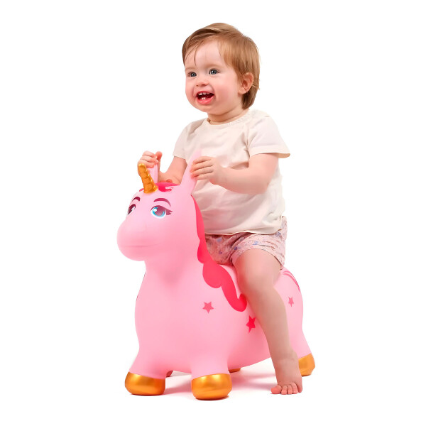 Burrito Unicornio Saltarín Inflable Goma Infantil C/Inflador Color Rosa