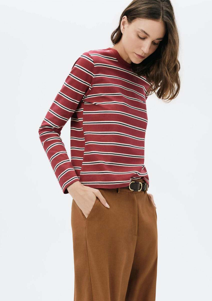 CAMISETA A RAYAS EN MANGA LARGA - BORDEAUX 