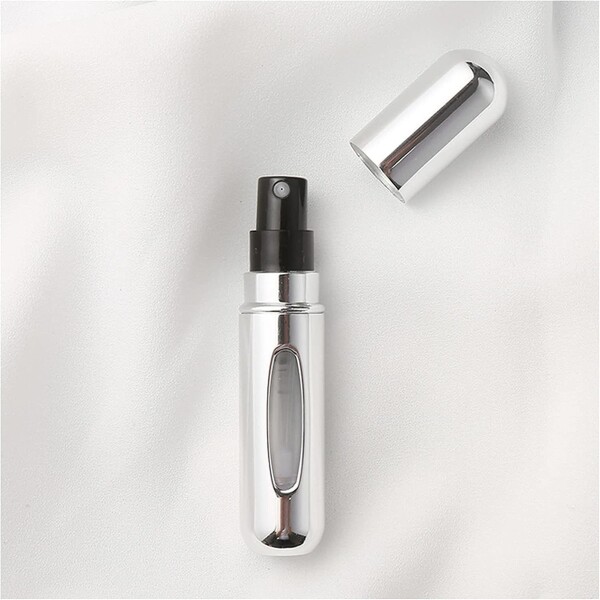 Mini Botella Atomizadora Perfume Portátil Recargable Variante Color Plateado