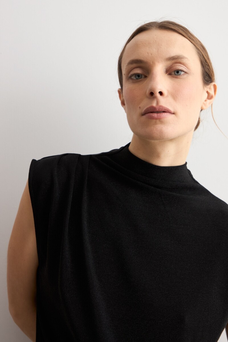 Blusa lurex con tablas negro