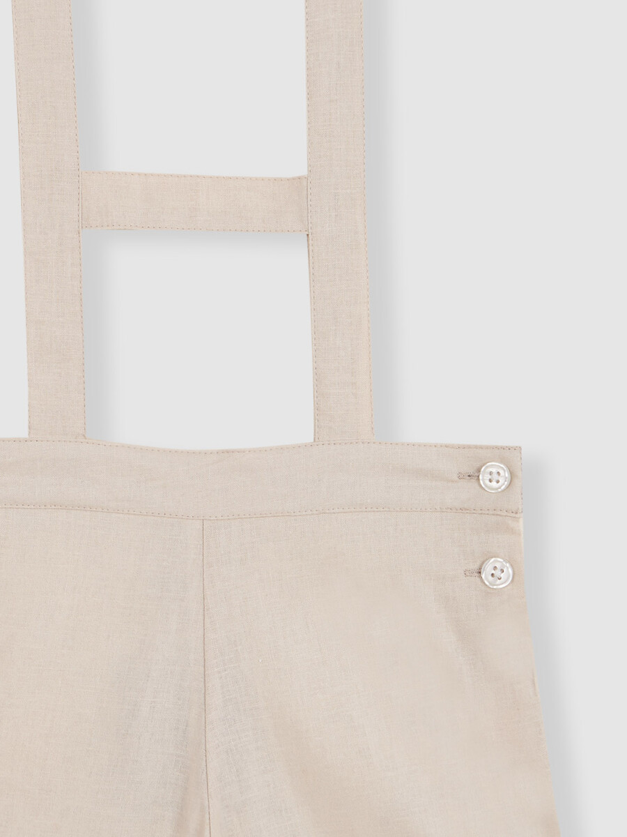 Pantalon Corto De Lino Con Tirantes Marron