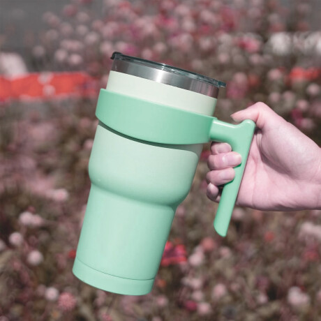 Vaso térmico con tapa y asa rígida 1100 ml Verde