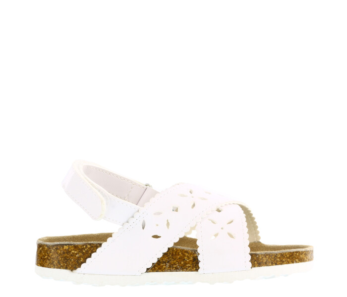 Sandalia de Niña Mini Miss Carol CROPS con diseño calado y velcro Blanco