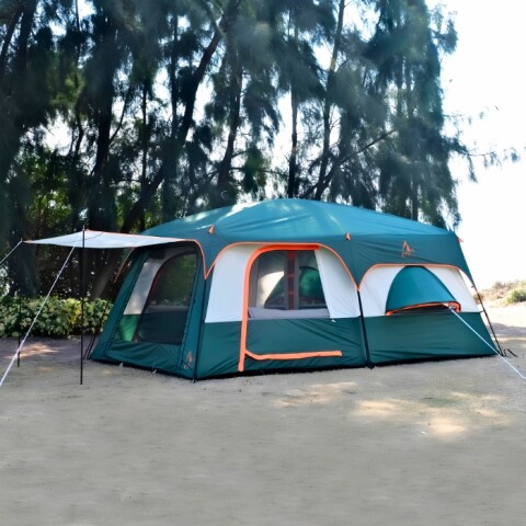 Carpa Estructural Reforzada con Avance 4-6 Personas Verde