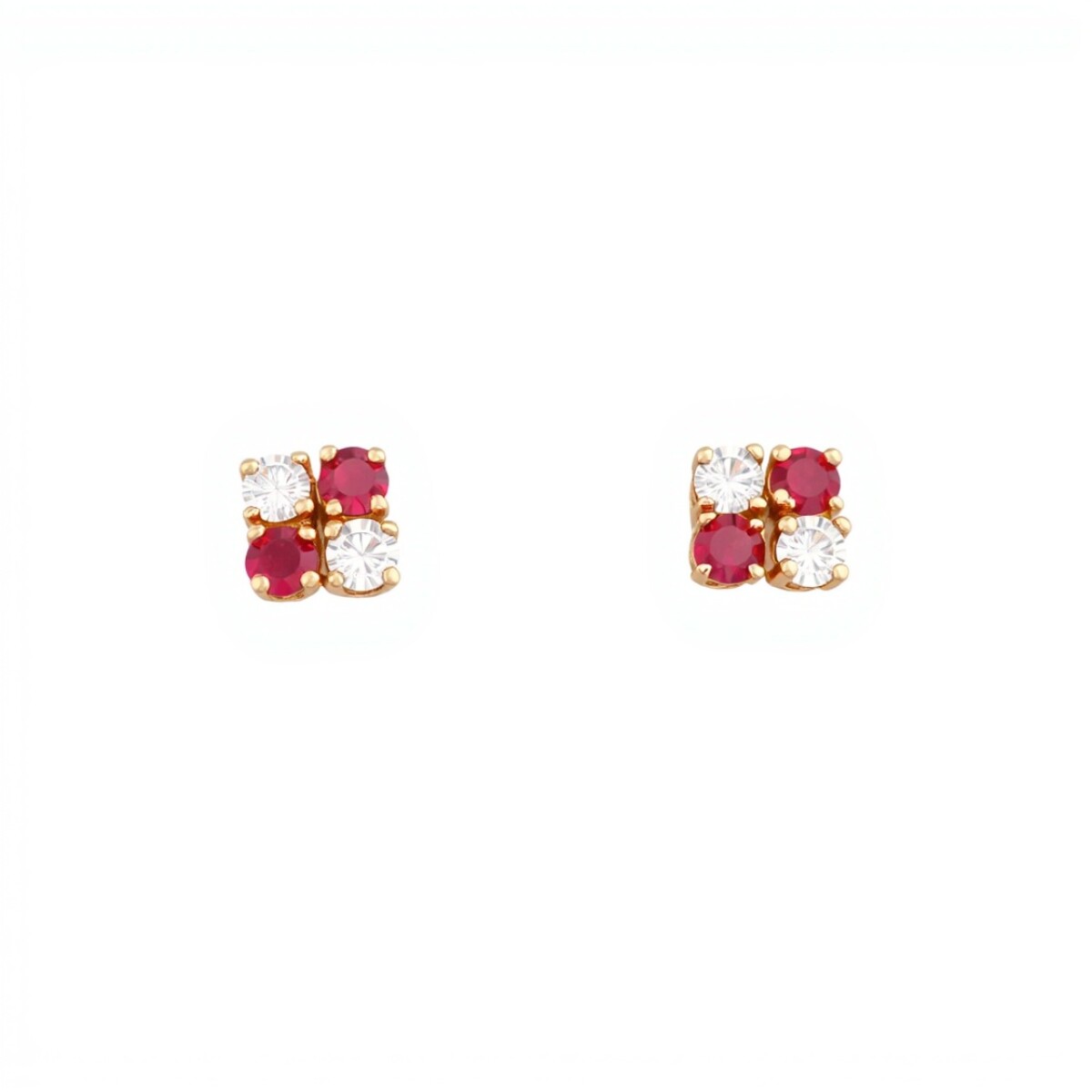 Caravanas Mosaico Rubí de oro- Oro bajo - Rubí y zirconias- CA8128 - conpiedra 
