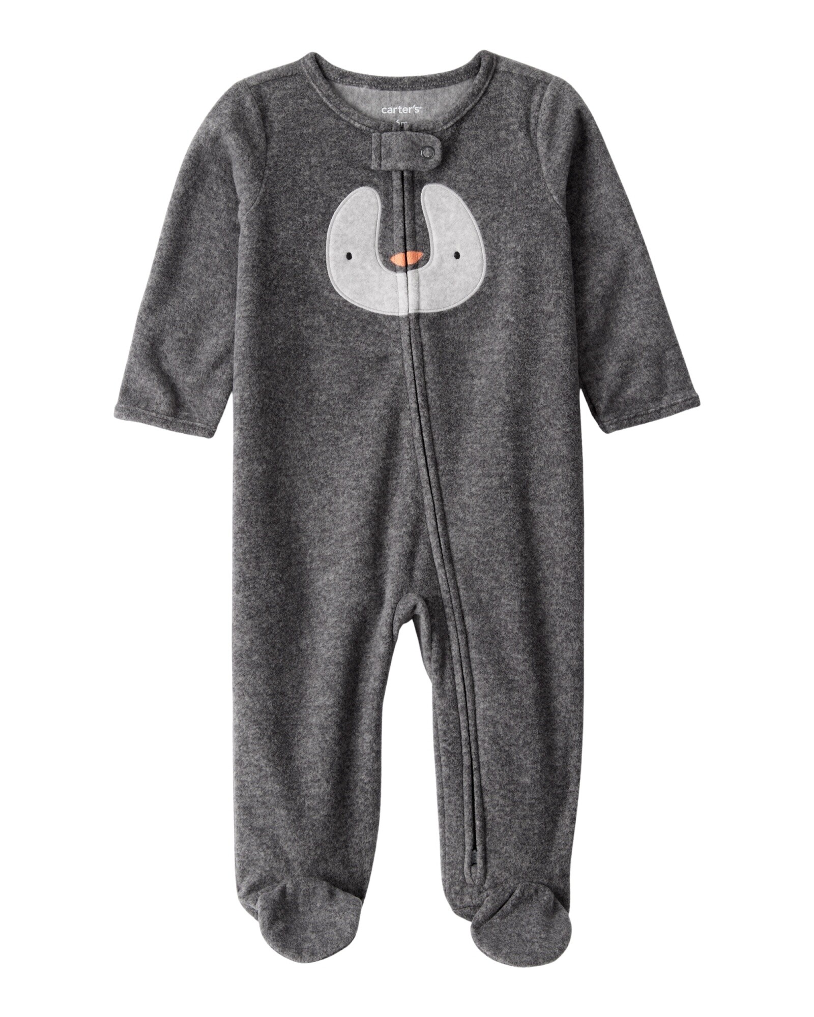 Pijama una pieza de micropolar, con pie, estampa pingüino Sin color