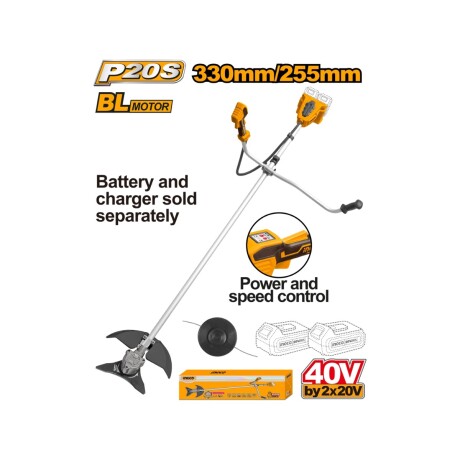 Desmalezadora Inalámbrica INGCO CSTLI20018 40V (2x20V) Brushless 2 en 1 sin Baterías Desmalezadora Inalámbrica INGCO CSTLI20018 40V (2x20V) Brushless 2 en 1 sin Baterías
