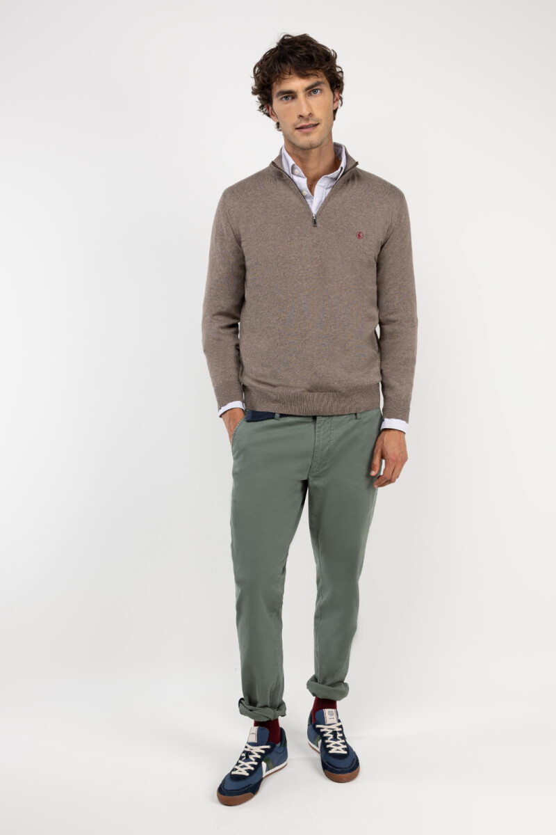 Sweater Medio Cierre El Ganso Topo