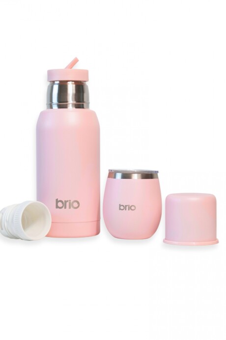 Set De Termo 750 Ml Y Mate Con Tapa brio Acero Inox Rosa