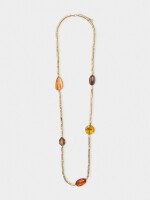 Collar Largo Con Detalles Efecto Piedra marron